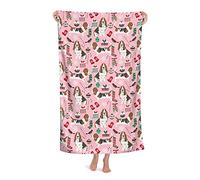 LOUJIN Serviette de plage Basset Hound de Noël, vacances de Noël, mignon Bassett Hounds Serviette de bain douce en microfibre absorbante 80 x 130 cm