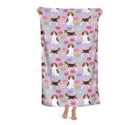 LOUJIN Serviette de plage Beagle Donut Mignon Beagles et Donuts Motif Lavande Pastel Serviette de bain en microfibre très absorbante Serviette de bain douce Serviette de sport de natation 80 x 130 cm