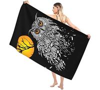 LOUJIN Serviette de plage pour Aldult Serviette de bain en forme de hibou noir, 130 x 80 cm, serviette de piscine absorbante à séchage rapide pour la natation, la plage, le sport