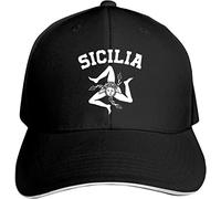 LOUJIN Sicilian Trinacria - Sicilia Casquette de baseball en forme de langue de canard - Casquette d'extérieur tendance - Noir, couleur photo, taille unique