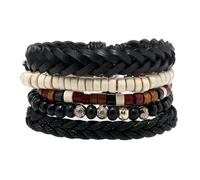 LOUKEKE 1 ensemble Bracelets en cuir tressé pour hommes, breloque arbre de vie vintage, perles en bois, bracelet ethnique tribal, bracelet en corde