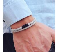 LOUKEKE Lot de 3 bracelets à double boucle magnétique pour homme, en corde rouge, bijou de survie en plein air, idéal pour les motards