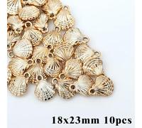 LOUKEKE Lot de 5 à 20 breloques en acrylique plaqué or, coquillages de conque, pendentifs, perles, accessoires de fabrication de bijoux, colliers et bracelets faits main