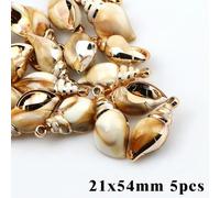 LOUKEKE Lot de 5 à 20 breloques en acrylique plaqué or, coquillages de conque, pendentifs, perles, accessoires de fabrication de bijoux, colliers et bracelets faits main
