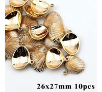LOUKEKE Lot de 5 à 20 breloques en acrylique plaqué or, coquillages de conque, pendentifs, perles, accessoires de fabrication de bijoux, colliers et bracelets faits main