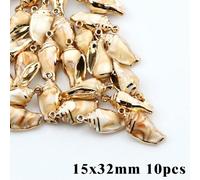 LOUKEKE Lot de 5 à 20 breloques en acrylique plaqué or, coquillages de conque, pendentifs, perles, accessoires de fabrication de bijoux, colliers et bracelets faits main