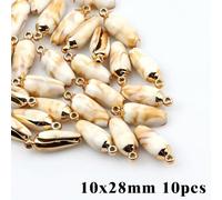 LOUKEKE Lot de 5 à 20 breloques en acrylique plaqué or, coquillages de conque, pendentifs, perles, accessoires de fabrication de bijoux, colliers et bracelets faits main