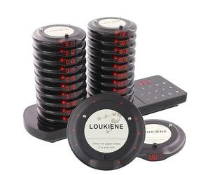 LOUKIENE Système de téléavertisseur de restaurant, 20 sous-verres sans fil, sondages de queue pour les clients pour la nourriture, les camions, l'église, la maternelle, la clinique, le café, le