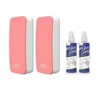 LOUKIN Lot de 2 gommes magnétiques effaçables à sec, pour tableau blanc, tableau en verre (rose), 2 nettoyants pour tableau blanc gratuits de 96,4 g, pour salle de classe, maison et bureau
