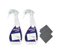 LOUKIN Lot de 2 nettoyants non toxiques pour tableau blanc - 500 ml - Spray de nettoyage pour tableau blanc à faible odeur avec lingettes - Élimine les taches tenaces des tableaux blancs et tableaux