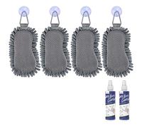loukin Shag Lot de 4 gommes effaçables à sec en microfibre lavables pour tableau blanc, pour salle de classe, maison et bureau (comprend 96,4 g de nettoyants pour tableau blanc)