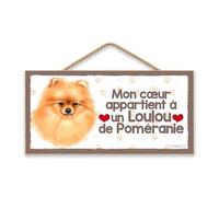 LOULOU DE POMERANIE (39) - Affiche Decoration Murale. Panneau Bois. Inscription avec votre animal préféré. Panneau Decoratif en Bois pour votre maison. Pancarte avec un chien.