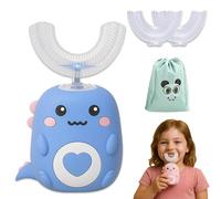 Loulou Smile Brosse a Dent Dinobrush, Brosse à Dents à Ultrasons à 360º Pour Enfants, Brosses à Dents électrique Avec 2 Têtes De Brosses Silicone En Forme De U (Bleu,2-6 ans)
