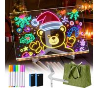 Loulou Smile, Loulou Smile Tablette, Tablette Dessin Lumineuse Enfant, Tableau Acrylique LED Lumineux et 12 Stylos de Couleurs, Graphique à Noël Jouet Créatif pour Enfants 3 Ans et Plus (20 x 20 cm)