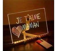 LouLouScreen - Planche à dessin lumineuse à LED pour enfants Table à dessin en acrylique, avec sept stylos de couleur, un support réglable, une surface d'écriture effaçable
