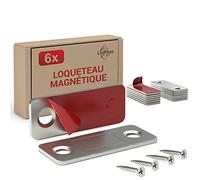 LouMaxx Aimant Puissant Adhésif - Force de Tenue 8kg - Lot de 6 en Acier Inoxydable - Aimant Ultra Fin Pour Armoires - Aimant Adhésif Magnétique - Aimant Porte Placard - Forte Tenue