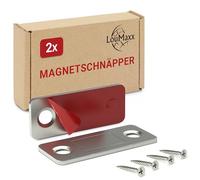 LouMaxx Aimant Puissant Adhésif - Force de Tenue 8kg - Lot de en Acier Inoxydable - Aimant Ultra Fin Pour Armoires - Aimant Adhésif Magnétique - Aimant Porte Placard (8 kg - Acier inox, Lot de 2)