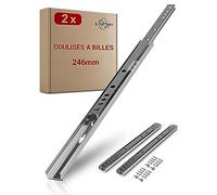 LouMaxx glissiere pour tiroir 246 mm pour rainure 17 mm - 1 paire (gauche/droite) - coulisse tiroir avec sécurité anti-sortie - rail tiroir coulissant, montage facile, vis incluses