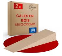 LouMaxx Lot de 2 grandes cales en bois de hêtre naturel - 180 x 60 x 30 mm - Cales robustes en bois dur