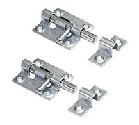 LouMaxx Lot de 2 Serrures de Porte - Crochet Fermeture Porte 38x45 mm - Vis incluses - Targette de Porte Blindée - Fermeture Porte- Pêne Coulissant - Loquet de Porte - Serrure de Porte en Bois