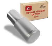 LouMaxx Lot de 20 supports d'étagère 5 mm pour tablettes en verre - Supports de tablette nickelés 5 mm avec gommage - Supports de tablette 5 mm durables pour une fixation stable des tablettes de