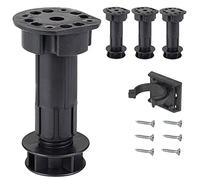 LouMaxx Lot de 4 Pieds Réglables Noires |Pieds 100-120mm pour Cuisine ou Salle de Bain |Pieds Réglables pour Meubles, Matériel Montage Inclus | Pieds Meuble Cuisine Stables, Capacité de Charge 200kg