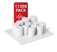 LouMaxx Patins Adhésifs de Couleur Blanche, Lot de 112 Pièces (Rondes et Carrées) - Feutrines autocollantes pour Meubles et Chaises - 4 mm d'épaisseur - Protection optimale pour tous les types de sols