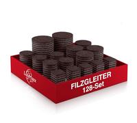 LouMaxx Patins Adhésifs de Couleur Marron, Lot de 128 Pièces (Rondes et Carrées) - Feutrines Autocollantes pour Meubles et Chaises - Protection optimale pour Tous Les Types de sols