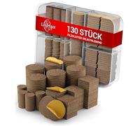 LouMaxx Patins Adhésifs de Couleur Marron, Lot de 130 Pièces (Rondes et Carrées) - Feutrines Autocollantes pour Meubles et Chaises - 4 mm d'épaisseur - Protection optimale pour Tous Les Types de sols