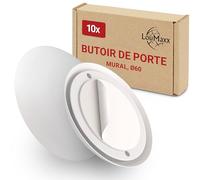 LouMaxx protection poignee porte à coller ou visser Ø 60mm - lot de 10 butoir porte blanc autocollant - protege mur - stop porte mural pour protéger vos murs et vos portes