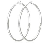 LOUMILEO Boucles d'oreilles créoles en argent sterling Grandes boucles d'oreilles créoles en argent pour femme Boucles d'oreilles créoles en argent hypoallergénique légères 30/40/50/60/65/70MM