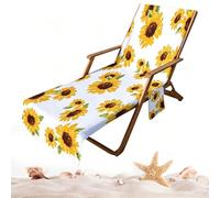 Lounge Chair Towel, Quick Dry Absorbent Cover, Non Slip Recliner Beach Wrap Sheet, Side Pocket Pool Chair Towel, Outdoor Patio Garden Sunbathing Mat, Backyard Hotel Lawn Use Comfort 82.68x29.53 Inches