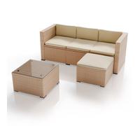 Lounge en poly rotin Punta Cana Crème, sable M