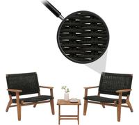 Lounge-Garten-Garnitur HWC-N49, Balkon-Set Sitzgruppe Sessel, Seilflecht Rope Bois Acacia MVG-zertifiziert, schwarz