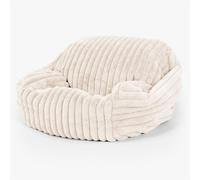 Lounge Pug Canapé Sabine en Velours Côtelé Ultra Pelucheux - Doux & Confortable, Idéal pour Coin Lecture ou Cosy, Canapé Pouf Élégant - Crème