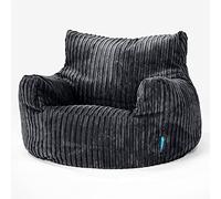 Lounge Pug Fauteuil Pouf pour Enfant 3-8 Ans en Velours Côtelé - Pouf Chambre Enfant, Assise Confortable - Noir