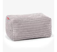 Lounge Pug Petit Pouf Repose Pied en Velours Côtelé, Repose-Pieds Ottoman, Siège Supplémentaire pour Salon, Entrée, Bureau, Argent Aluminium