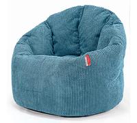 Lounge Pug Pouf Chaise Design Cuddle Up Texturé Gaufré Pom Pom - Assise Optimale, Dossier Ergonomique, Qualité Supérieure - Bleu Mer Égée