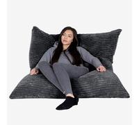 Lounge Pug Pouf Coussin Géant XXL en Velours Côtelé - Grand Coussin d'assise, Pouf Intérieur et Extérieur, Maniable & Polyvalent - Noir