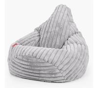 Lounge Pug Pouf Poire Gamer en Velours Côtelé Ultra Pelucheux - Facilement Transportable, Assise Confortable, Pouf Salon, Adulte, Chambre Ado - Gris