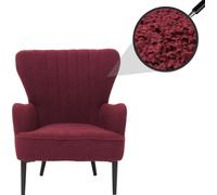 Mendler Lounge-Sessel HWC-K37, Cocktail-/Ohrensessel Polsterstuhl Retro Vintage Stoff Bouclé (600g/m²) Öko-Tex - Bordeaux
