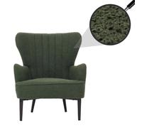 Mendler Lounge-Sessel HWC-K37, Cocktail-/Ohrensessel Polsterstuhl Retro Vintage Stoff Bouclé (600g/m²) Öko-Tex - grün