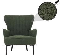 Mendler Lounge-Sessel HWC-K37, Cocktail-/Ohrensessel Polsterstuhl Retro Vintage Stoff Bouclé (600g/m²) Öko-Tex - grün
