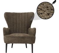 Lounge-Sessel HWC-K37, Cocktail-/Ohrensessel Polsterstuhl Retro Vintage Stoff Chenille (500g/m²) Öko-Tex - Vert-Brun
