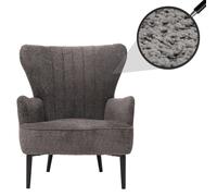 Lounge-Sessel Hwc-K37, Cocktail-/Ohrensessel Polsterstuhl Retro Vintage Stoff Chenille (500g/M²) Öko-Tex Gris Foncé Gris