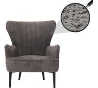 Lounge-Sessel HWC-K37, Cocktail-/Ohrensessel Polsterstuhl Retro Vintage Stoff Chenille (500g/m²) Öko-Tex ~ gris foncé