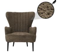 Lounge-Sessel HWC-K37, Cocktail-/Ohrensessel Polsterstuhl Retro Vintage Stoff Chenille (500g/m²) Öko-Tex - Vert-Brun