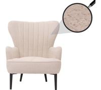 Lounge-Sessel HWC-K37, Cocktail-/Ohrensessel Polsterstuhl Retro Vintage Stoff Chenille (500g/m²) Öko-Tex - crème-Beige