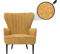 Lounge-Sessel HWC-K37, Cocktail-/Ohrensessel Polsterstuhl Retro Vintage Stoff Chenille (500g/m²) Öko-Tex ~ jaune
