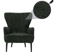 Lounge-Sessel HWC-K37, Cocktail-/Ohrensessel Polsterstuhl Retro Vintage Stoff Cord (290g/m²) Öko-Tex ~ vert foncé